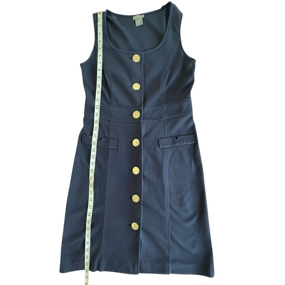 Ann Taylor Navy Blue Sleeveless Silver Button Down Dress Size 2 Straight Fit - Picture 10 of 10